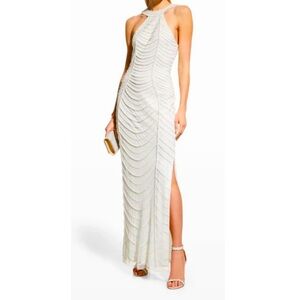 White Beaded Halter dress